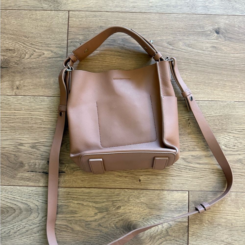 All Saints Tan captain Crossbody smooth leather bag purse - Picture 4 of 5